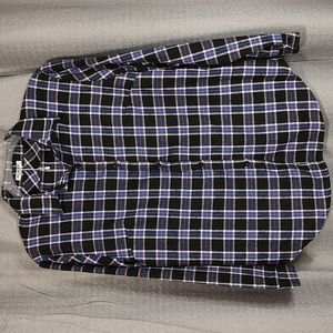Guanyy Plaid Button Down Boyfriend Flannel Shirt Sz Large